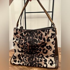 Coach Madison Phoebe Ocelot Print Textile and Leather Shoulder Bag